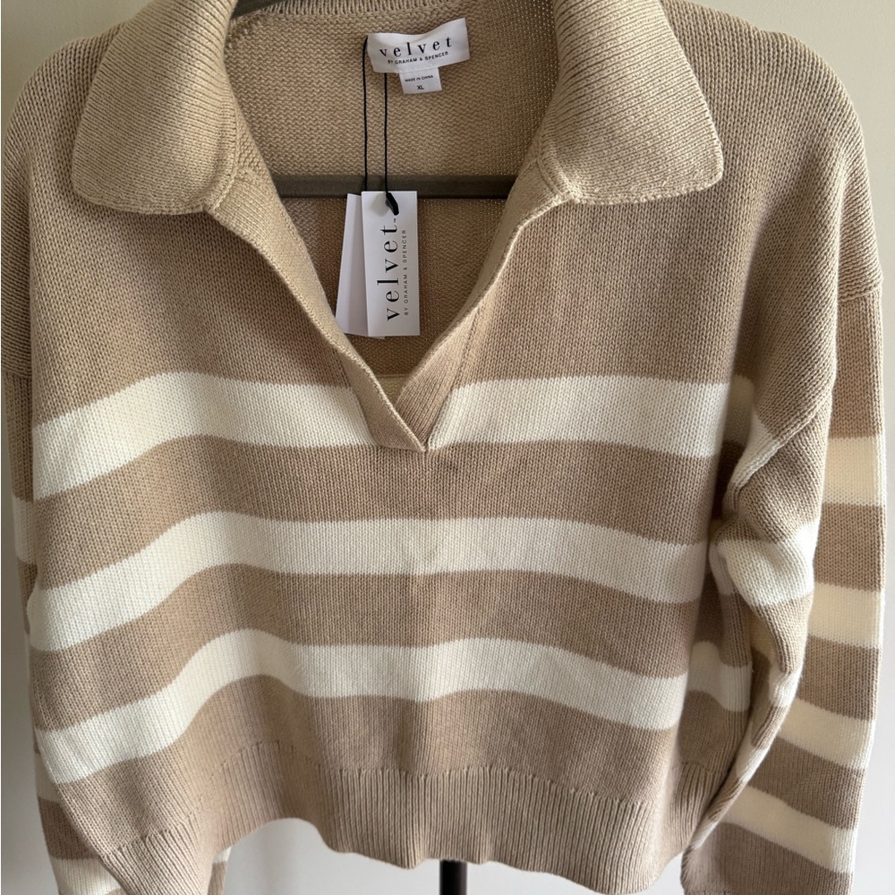 Velvet by Graham & Spencer Women's V-Neck Striped Sweater